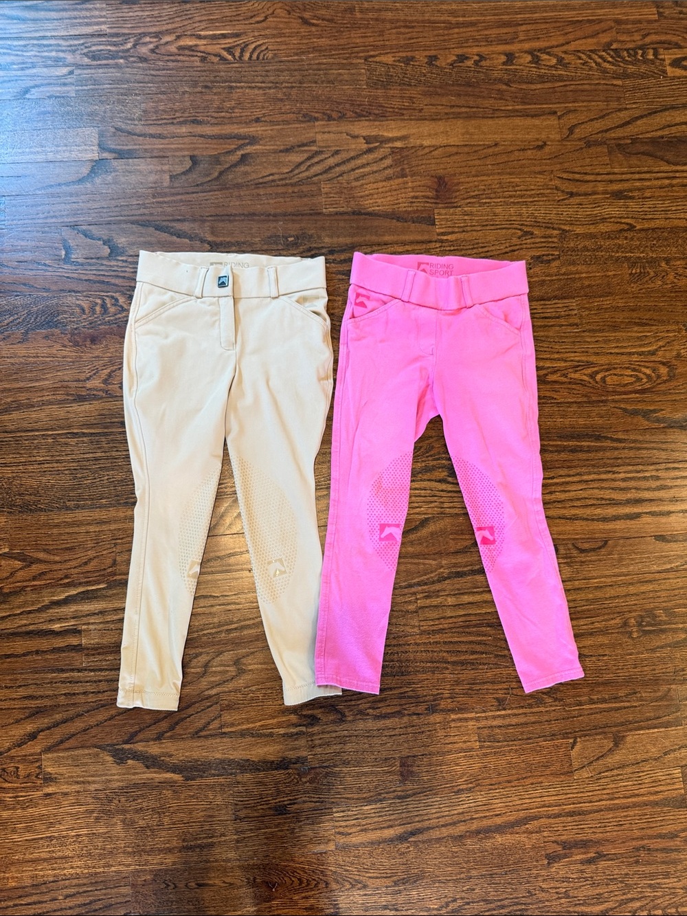 Children's Performance Riding Leggings in Pink and Cream